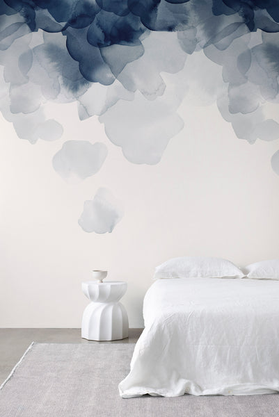 Bloom Wallpaper - Blue, designer wallpaper, emmahayes.co.nz