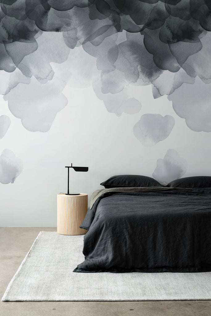 Bloom Wallpaper - Charcoal, designer wallpaper, emmahayes.co.nz