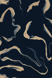 Aqueous metallic wallpaper, Black Gold colour. Emma Hayes designer wallpaper