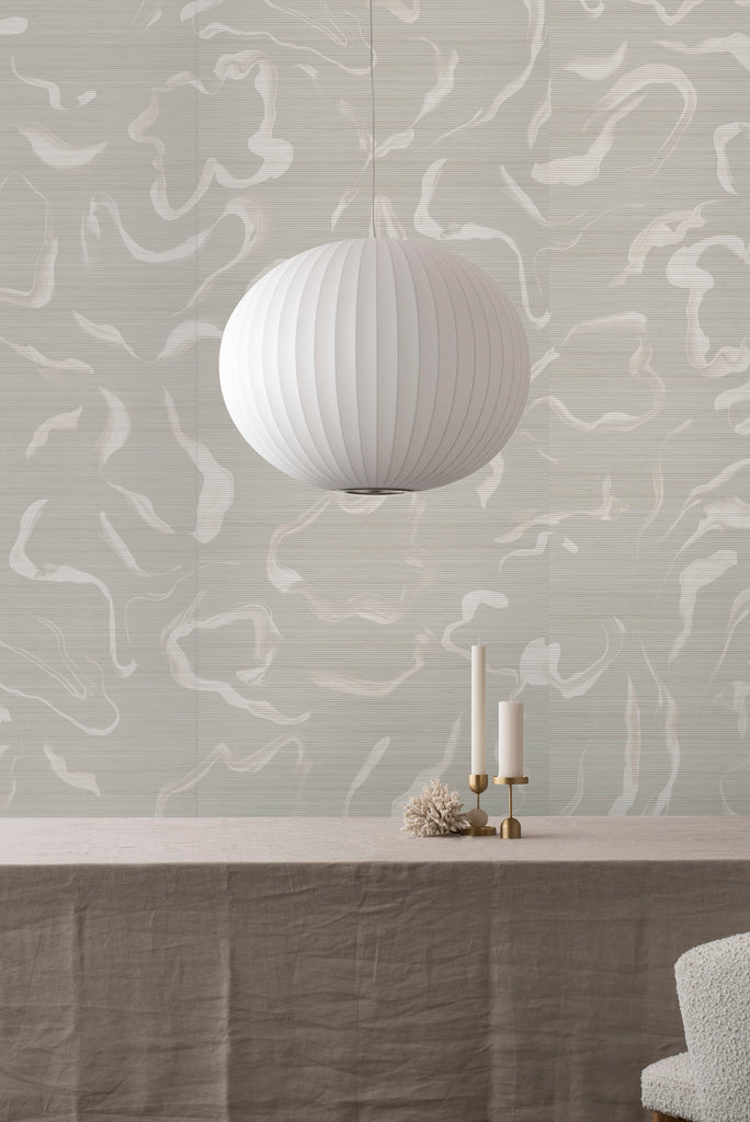 Aqueous Grasscloth, Desert Sage colour. Emma Hayes designer wallpaper