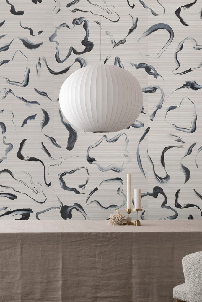 Aqueous Grasscloth, Ink colour. Emma Hayes designer wallpaper